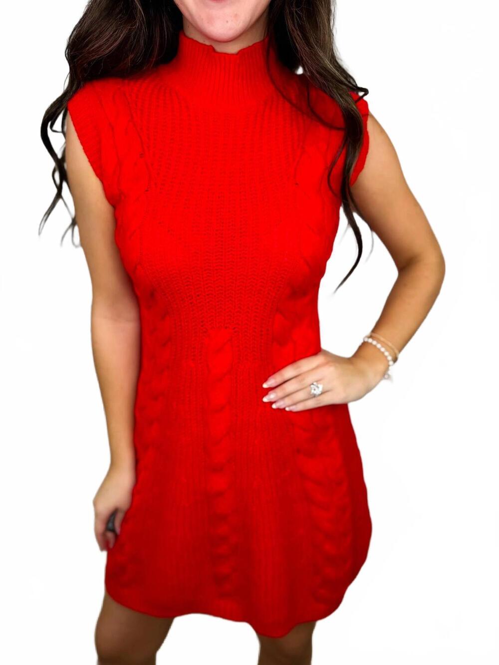 NEW LOVELO effortlessly cozy knit mini dress in red